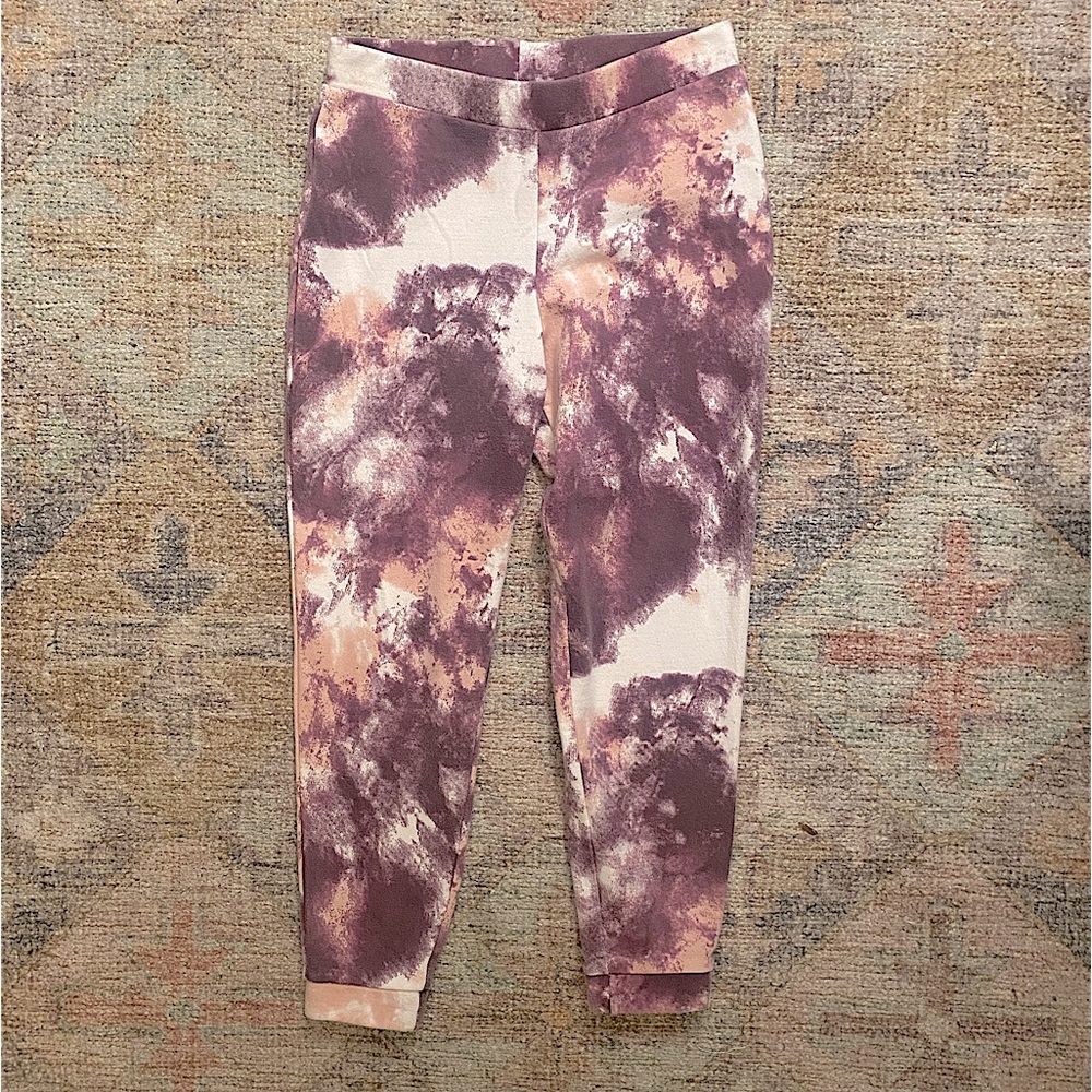 Z by Zella Tie Dyed Fleece Lined Girls Joggers in Purple Potent